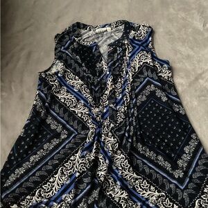 Croft & Barrow Navy and White Paisley Blouse